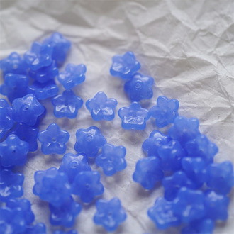 蛋白温柔海蓝色~中孔超迷你小花花五瓣花捷克珠玻璃珠琉璃 7MM