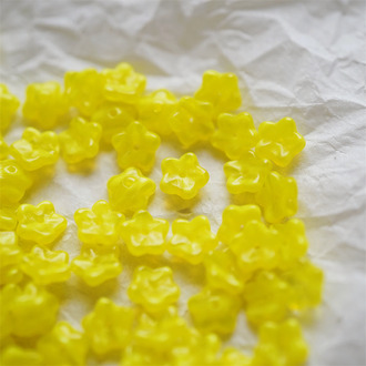 柠檬黄条纹mix~中孔超迷你小花花五瓣花捷克珠玻璃珠琉璃 7MM
