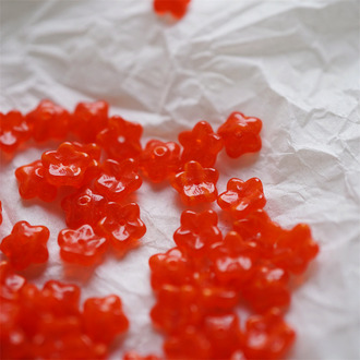 复古红色条纹mix~中孔超迷你小花花五瓣花捷克珠玻璃珠琉璃 7MM