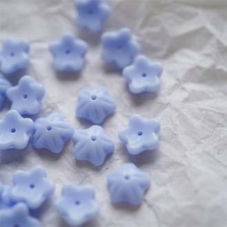 十枚入！婴儿baby蓝色~中孔小花花五瓣花捷克珠玻璃珠琉璃 11MM