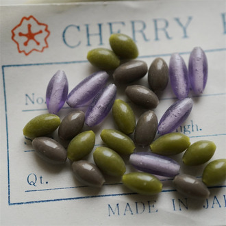 秋冬深色系mix手造迷你米粒形椭圆珠~日本制手工琉璃玻璃珠樱桃牌古董珠 5-9.5MM