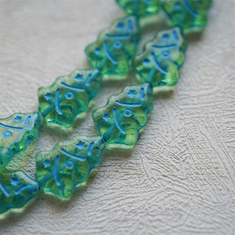 萤火森林彩绘绿~圣诞树捷克珠玻璃琉璃珠17X12MM