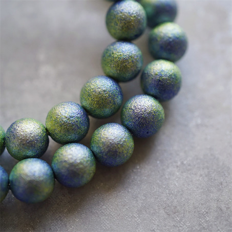 十枚入！静谧森林蓝绿渐变微粒磨砂涂装星空树脂珍珠~日本进口高品质配件树脂珠 10MM-2
