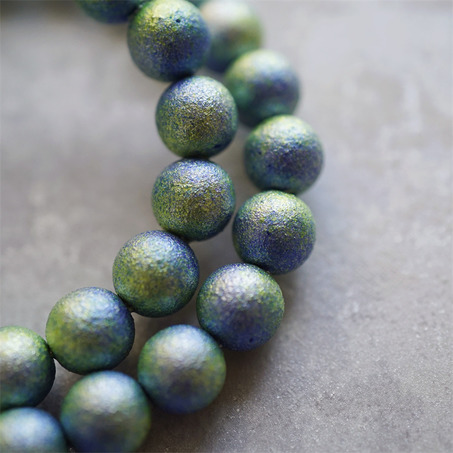 十枚入！静谧森林蓝绿渐变微粒磨砂涂装星空树脂珍珠~日本进口高品质配件树脂珠 10MM-5