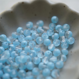 透明夹心婴儿蓝mix色~迷你小圆珠捷克珠玻璃琉璃珠 4MM