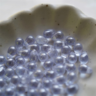 浅浅透紫色高光~迷你水滴珠捷克珠玻璃琉璃珠 4X6MM