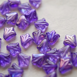 深紫幻彩色~捷克玻璃珠琉璃野百合小郁金香珠 9X8MM