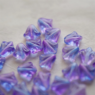 透明蓝紫渐变色~捷克玻璃珠琉璃野百合小郁金香珠 9X8MM