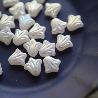 纯白幻彩色~捷克玻璃珠琉璃野百合小郁金香珠 9X8MM