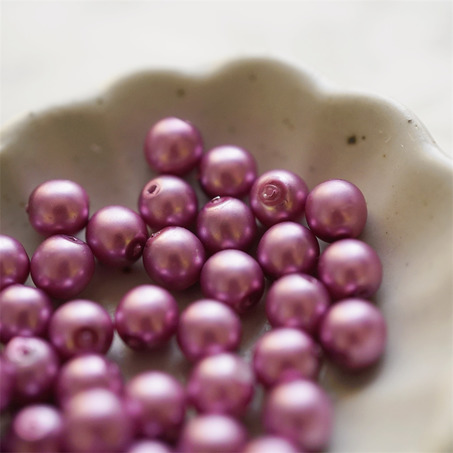 紫红色覆膜珍珠~圆珠玻璃琉璃捷克珠 6MM