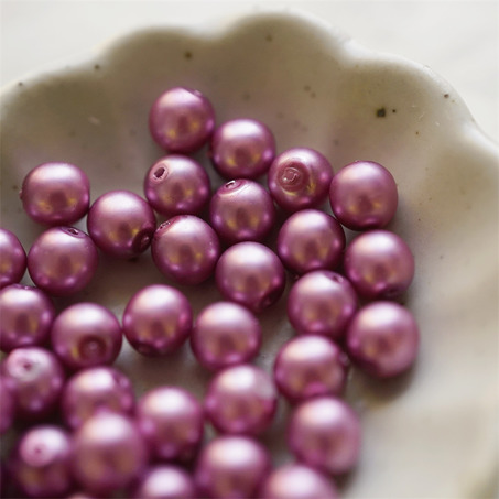 紫红色覆膜珍珠~圆珠玻璃琉璃捷克珠 6MM-2