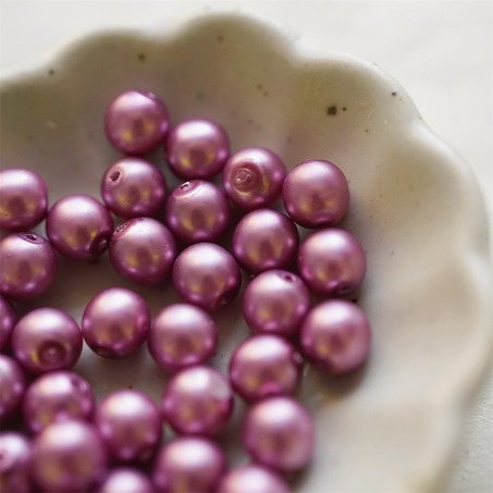 紫红色覆膜珍珠~圆珠玻璃琉璃捷克珠 6MM-4