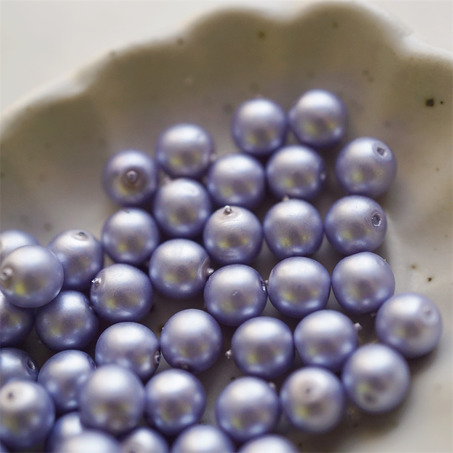 浅浅蓝紫色覆膜哑光~圆珠玻璃琉璃捷克珠 6MM-6