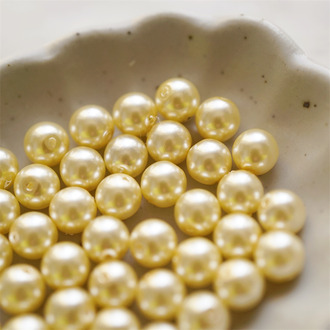 珍珠米色覆膜~圆珠玻璃琉璃捷克珠 6MM