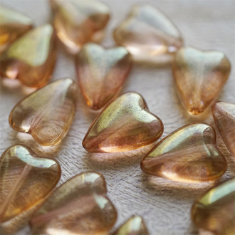 流光光泽透橘色~常规长爱心桃心捷克珠玻璃琉璃珠 16X13MM