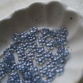 光泽透蓝色勿忘我~百搭勿忘我小花隔珠捷克玻璃珠琉璃 5MM