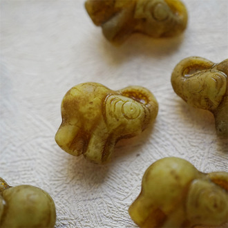 复古斑驳毕加索做旧色~中华风新中式佛牌大象吉象捷克珠玻璃琉璃珠 21X20MM