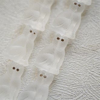 雾面哑光水晶白(黄玉钻眼睛)~中号超复古可爱猫咪珠捷克玻璃琉璃珠 19X14MM