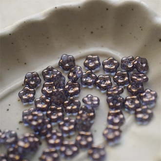 光泽复古斑驳深紫色~百搭勿忘我小花隔珠捷克玻璃珠琉璃 5MM