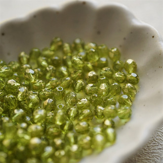 浅橄榄绿洒金色~迷你枣形切面火磨珠法绣串珠捷克珠玻璃琉璃珠 4MM