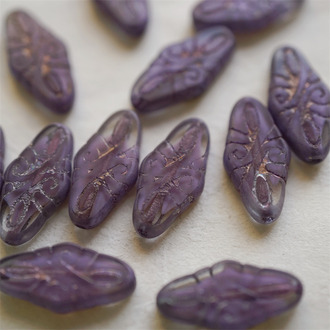 复古切面紫色夹心渐变~绝美复古巴洛克直孔捷克珠玻璃琉璃 19X9MM