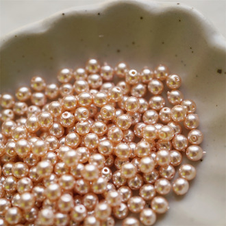 珍珠浅橘色覆膜珠~迷你圆珠捷克珠玻璃琉璃珠 3MM