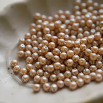 质感偏光奶油卡其色覆膜珠~迷你圆珠捷克珠玻璃琉璃珠 3MM