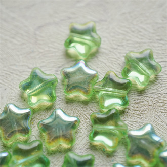 幻彩透浅绿色~五角星捷克珠玻璃琉璃珠星星 12MM