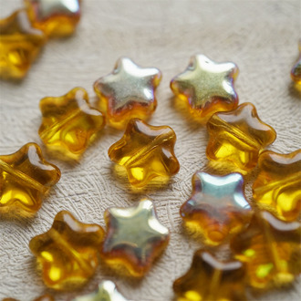 透琥珀色幻彩~五角星捷克珠玻璃琉璃珠星星 12MM