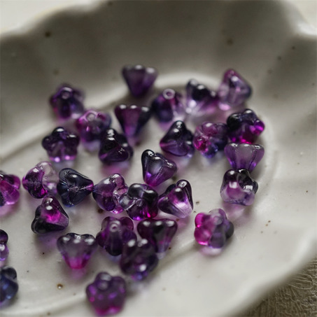 莓果紫色系渐变mix~清新可爱捷克珠DIY串珠材料琉璃玻璃配件莲雾小喇叭花 4X6MM