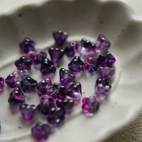 莓果紫色系渐变mix~清新可爱捷克珠DIY串珠材料琉璃玻璃配件莲雾小喇叭花 4X6MM-3