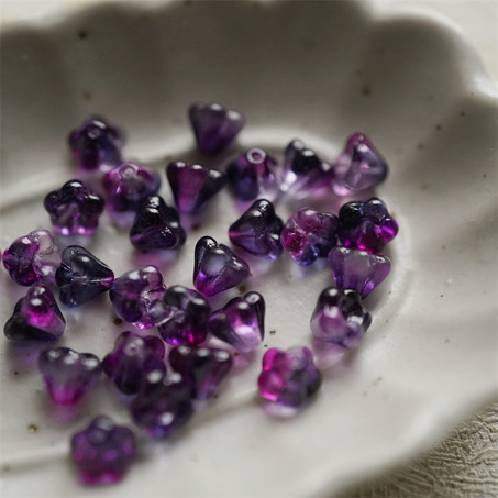 莓果紫色系渐变mix~清新可爱捷克珠DIY串珠材料琉璃玻璃配件莲雾小喇叭花 4X6MM-5