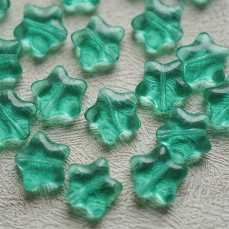 透色圣诞绿~五角星捷克珠玻璃琉璃珠星星 12MM