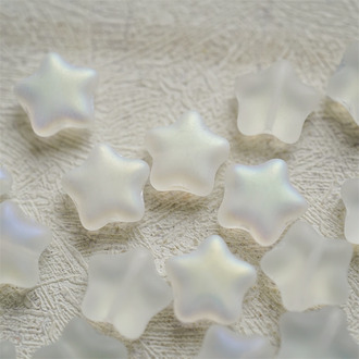 雾面透白幻彩月光彩~五角星捷克珠玻璃琉璃珠星星 12MM