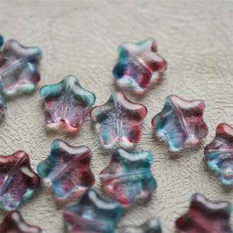 透红蓝渐变色~五角星捷克珠玻璃琉璃珠星星 12MM