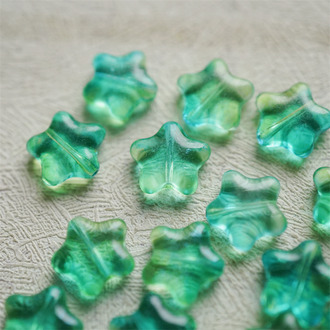 透绿渐变色~五角星捷克珠玻璃琉璃珠星星 12MM