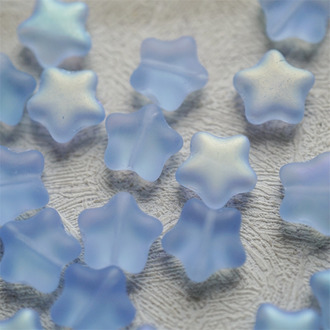 雾面蓝色月光彩~五角星捷克珠玻璃琉璃珠星星 12MM