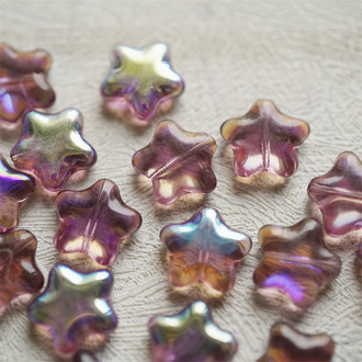透幻彩深紫色~五角星捷克珠玻璃琉璃珠星星 12MM