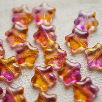 晚霞橘粉色渐变~五角星捷克珠玻璃琉璃珠星星 12MM