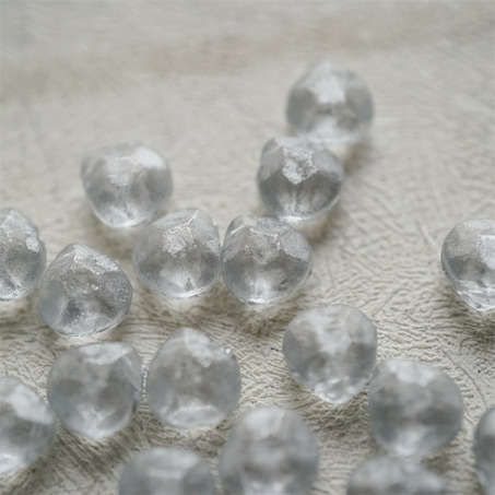 透明喷银斑驳色~钻石切面侧孔异形水滴珠捷克珠玻璃琉璃珠 9X11MM