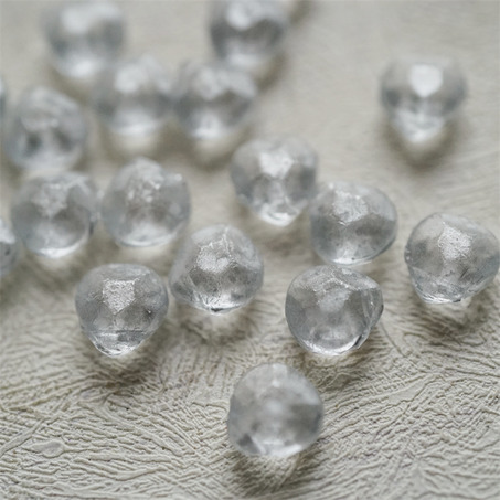透明喷银斑驳色~钻石切面侧孔异形水滴珠捷克珠玻璃琉璃珠 9X11MM-4
