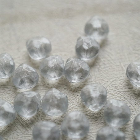 透明喷银斑驳色~钻石切面侧孔异形水滴珠捷克珠玻璃琉璃珠 9X11MM-5