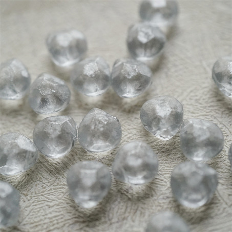 透明喷银斑驳色~钻石切面侧孔异形水滴珠捷克珠玻璃琉璃珠 9X11MM-8
