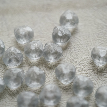 透明喷银斑驳色~钻石切面侧孔异形水滴珠捷克珠玻璃琉璃珠 9X11MM-7