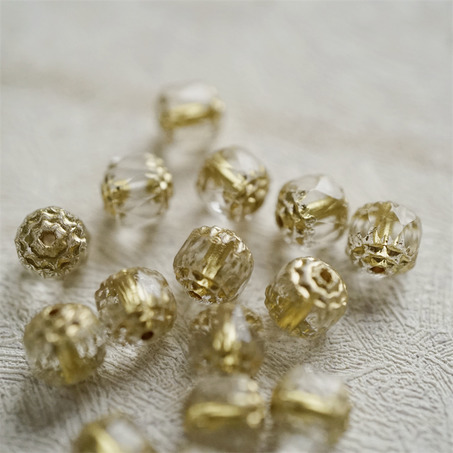 经典透明水晶白描金色~高级切面古董风格珠捷克珠玻璃琉璃珠 8MM-2