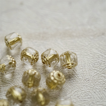 经典透明水晶白描金色~高级切面古董风格珠捷克珠玻璃琉璃珠 8MM-4