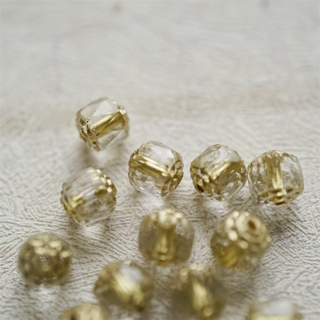 经典透明水晶白描金色~高级切面古董风格珠捷克珠玻璃琉璃珠 8MM-5