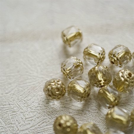 经典透明水晶白描金色~高级切面古董风格珠捷克珠玻璃琉璃珠 8MM-8