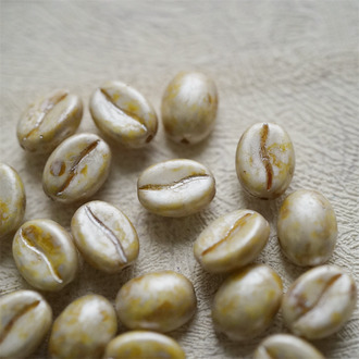 复古斑驳灰米色做旧感~可爱百搭咖啡豆珠捷克珠玻璃琉璃珠 11X8MM