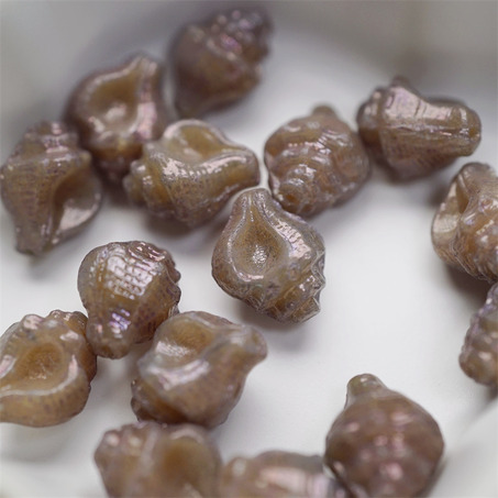 光泽灰棕色~海螺海洋生物贝壳类捷克珠玻璃琉璃珠 15X12MM-3